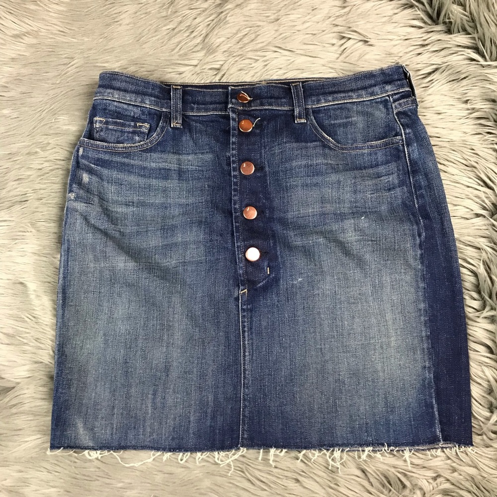 J Brand Rosalie Raw Hem Button Fly Jean Skirt 31
